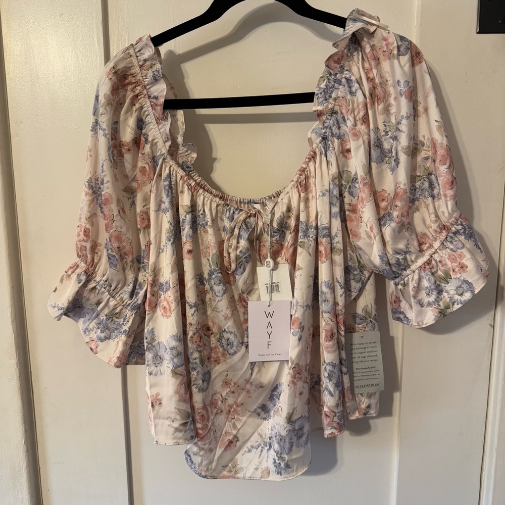 WAYF square neck silk shirt - new with tags never worn